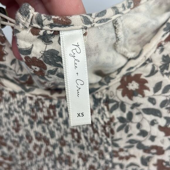 Rylee + Cru Enchanted Garden Sadie 100% cotton floral print long sleeve dress XS - Picture 6 of 8